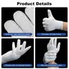 3 Pairs White Cotton Gloves, Premium Cotton Gloves for Dry Hands Sleeping, White Gloves for Moisturizing Hands Women and Men, Cloth Gloves for Eczema, Spa Glove for Lotion Overnight by Htaexpu view 4