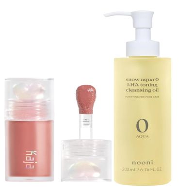 Kaja Lip Bundle - Juicy Glass Lip Plumping Oil 07 Fig Smoothie + Snow Aqua 0 LHA Cleansing Oil