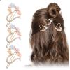 4 Pcs Floral Hair Clip Decorative, Crystal Metal Hair Clips, Cute Rhinestone Hair Clips for Women's Hair Accessories, (A) view 3