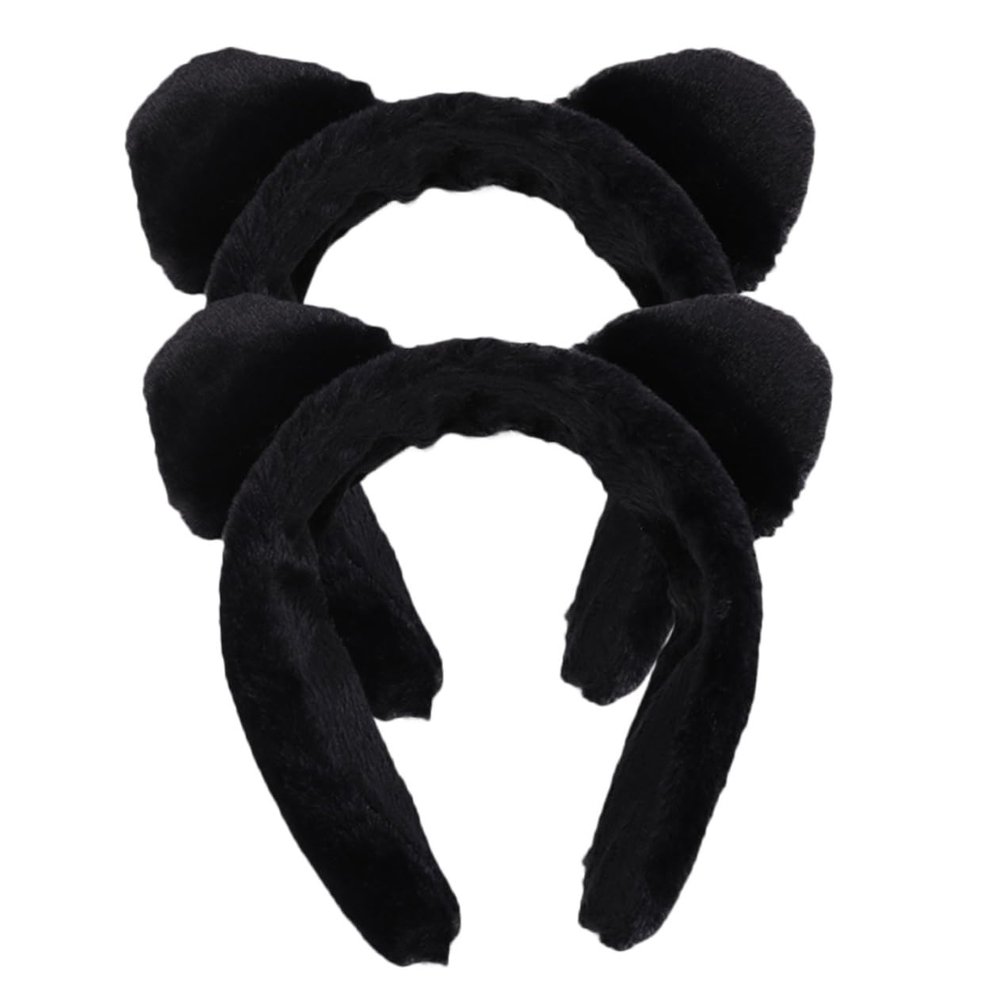 Milisten 2pcs Plush Cat Ear Makeup Headbands for Women Creative Hair Wraps for Face Washing and Spa Cute Cartoon Design for Daily Use and Hair Fixing