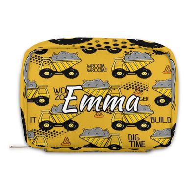 Ioracida Custom Name Cosmetic Bag, Cartoon Truck Personalized Bridesmaid Makeup Bag, Personalised Gift for Bridesmaid, Excavator Construction Travel Makeup Bag, Bridesmaid Gifts, Organizer
