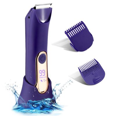 Bikini Trimmer for Women,Wet/Dry Personal Pubic Hair Trimmer Womens Electric Razors Shaver for Underarm Leg Arm Body Hair Private Area,LED Light Ceramic Blade IPX7 Waterproof Rechargeable LCD Display