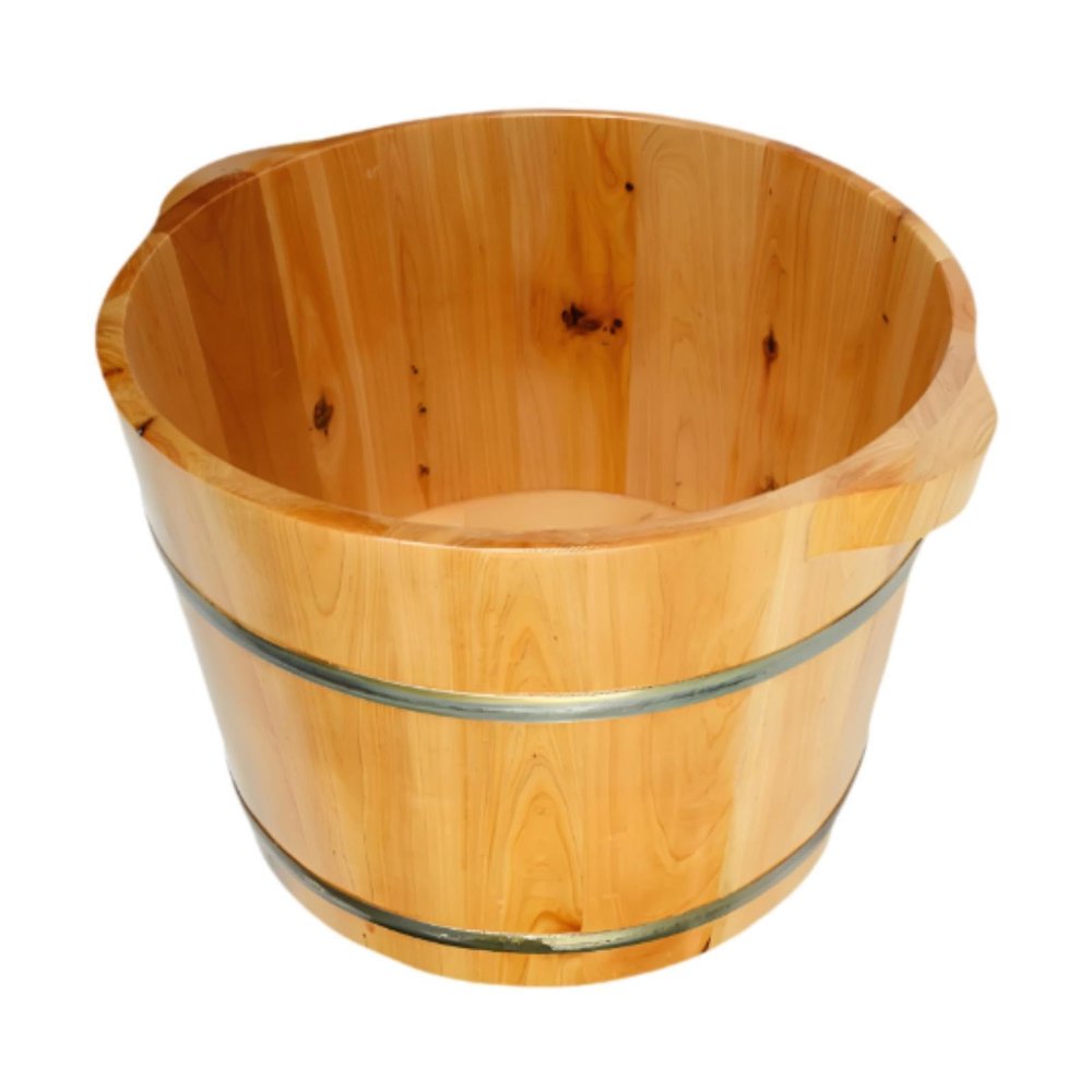 FashionCha Wooden Footbath Basin High Foot Tub Double Handle Reusable Foot Tub Bucket Foot Washing Barrel Basin Tub for Bedroom Bathroom, L