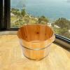 FashionCha Wooden Footbath Basin High Foot Tub Double Handle Reusable Foot Tub Bucket Foot Washing Barrel Basin Tub for Bedroom Bathroom, L view 4