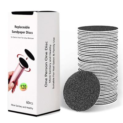60PCS Replaceable Sandpaper Discs 120 Grit Sandpaper Refill Pad Disks for Electric Foot File Callus Remover (120 Grit)
