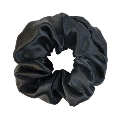 Silmer 100% Mulberry Silk Scrunchie Hair Tie - Large Gentle Hair Band for Women, Frizz & Breakage Prevention, Hypoallergenic Silk Hair Accessory 1Pc (Black)