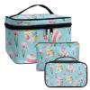 Glorowreny Tulips Large Makeup Capacity Cosmetic Storage Skin Care Organizer Easter Eggs Cosmetic Bags for Daily Use 3 Piece Womens Zippered Beauty Bags Light Blue view 1