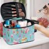 Glorowreny Tulips Large Makeup Capacity Cosmetic Storage Skin Care Organizer Easter Eggs Cosmetic Bags for Daily Use 3 Piece Womens Zippered Beauty Bags Light Blue view 2