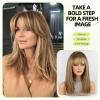 RSY 16 Inch Ash Brown Human Hair Wigs for Women, Straight Wig with Bangs,Wear Natural Realism,Real human hair view 2