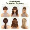 RSY 16 Inch Ash Brown Human Hair Wigs for Women, Straight Wig with Bangs,Wear Natural Realism,Real human hair view 3