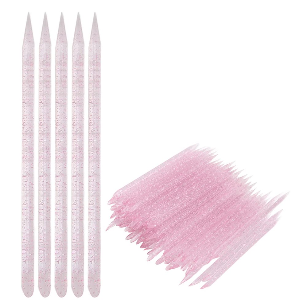 Double Ended Cuticle Pusher, 100 Pieces Disposable Nail Sticks, Multifunctional Nail Care Tool for Makeup Artists and Nail Art Lovers (Pink)