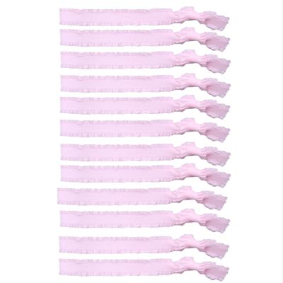 12PCS Fabric Hair Ties for Women Elastic,Strong Ponytail Holders for Thick Hair Soft No Damage Multicolor Nylon Ribbon Pink