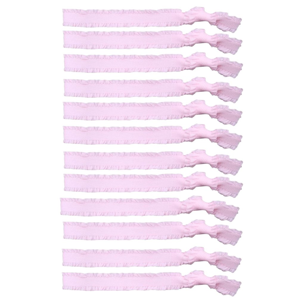 12PCS Fabric Hair Ties for Women Elastic,Strong Ponytail Holders for Thick Hair Soft No Damage Multicolor Nylon Ribbon Pink