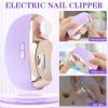 3-in-1 Electric Nail Clippers, Upgrade Electric Nail Clippers for Adults, Automatic Electric Polishing Nail Clipper with Collector, Excellent Electric Nail Trimmer Gift for Your Loves(Romant-Purple) view 2