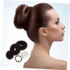 ASAKKURA Hair Donut Bun Maker Tool Hair Disk Bun Styler Clip and Band Easy to Use Brown for Occasions view 2