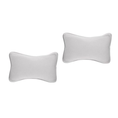 SECFOU 2pcs Portable Bathtub Pillow Suction Cups Grey Headrest for Neck Shoulder Support Bath Tub Accessory for Standard Straight-Back Bathtubs