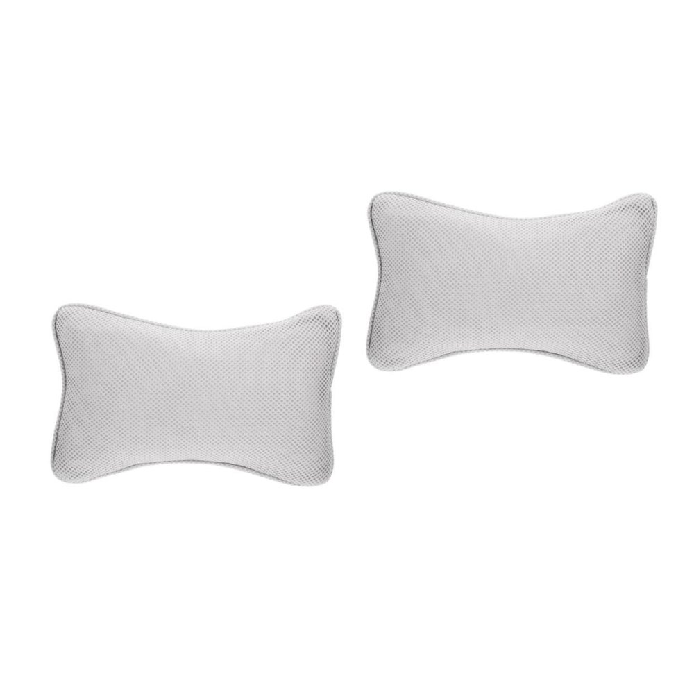 SECFOU 2pcs Portable Bathtub Pillow Suction Cups Grey Headrest for Neck Shoulder Support Bath Tub Accessory for Standard Straight-Back Bathtubs