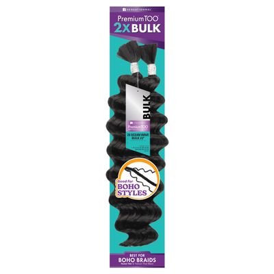 Sensationnel PremToo bulk weaving 2x ocean wave human hair blend for boho, knotless box or curly loose wave styles - 1 pack (22 inch, BG BURGUNDY)