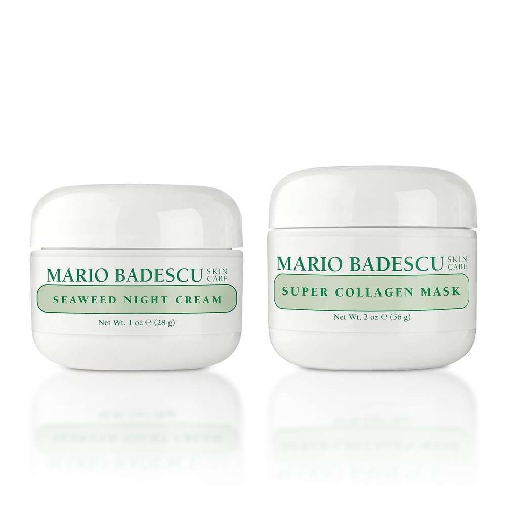 Mario Badescu Super Collagen Mask & Seaweed Night Cream Bundle, Firming Face Mask + Hydrating Night Cream for Youthful, Radiant Skin, Skincare Set for Improved Elasticity, Moisture, and Skin Renewal
