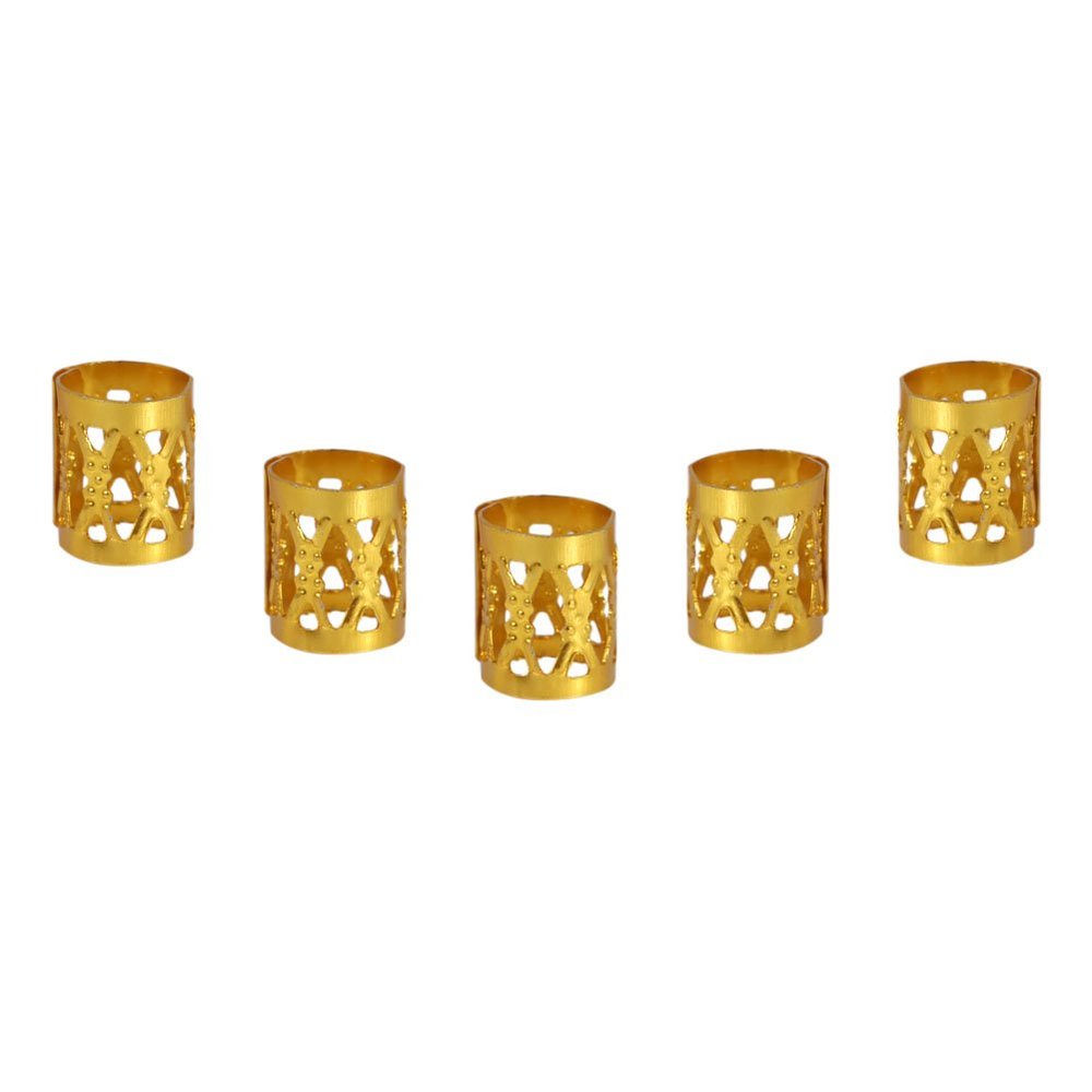 100PCS New Colorful Hair Braiding Beads Rings Cuff Styling Tools for Unique Hairstyles Made of Quality Material 7 Colors for Hair Braiding Fans (Gold)