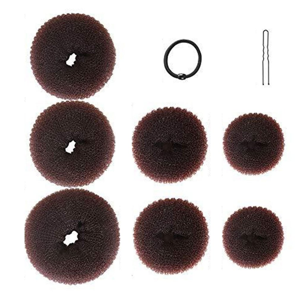 Hair Bun Maker Set Soft Donut Shapers for Women Girls, Hair Bun Maker Kit for Party Wedding Yoga, 7 Pieces Hair Bun Donut 10 Hair Pins 5 Bands