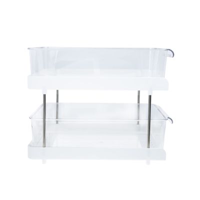 ADOCARN Double Makeup Organizer Transparent Cosmetics Display Shelf for Bathroom Practical Desktop Storage Rack Space-saving Vanity for Home and Office
