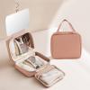 Brrnoo Portable Travel Cosmetic Bag With Mirror, Hanging Hook, Dual Handle Straps for Cosmetics, Toiletries, Travel Toiletry Bag With Mirror (Pink) view 2