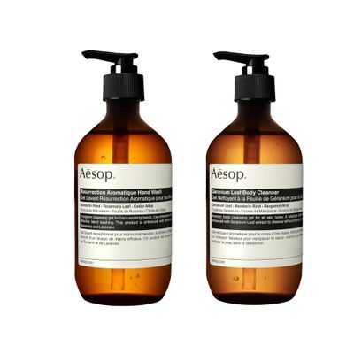 Aesop Geranium Leaf Body Cleanser & Resurrection Aromatique Hand Wash | Paraben, Cruelty-free & Vegan | 16.9 oz each