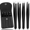 4Pcs Eyebrow Tweezers Set,Tweezers for Women Facial Hair Professional Stainless Steel Tweezers Precision Tweezers Set,Suitable for Removing Inward Growing Hair Eyebrows and Facial Hair(black) view 1