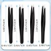 4Pcs Eyebrow Tweezers Set,Tweezers for Women Facial Hair Professional Stainless Steel Tweezers Precision Tweezers Set,Suitable for Removing Inward Growing Hair Eyebrows and Facial Hair(black) view 4