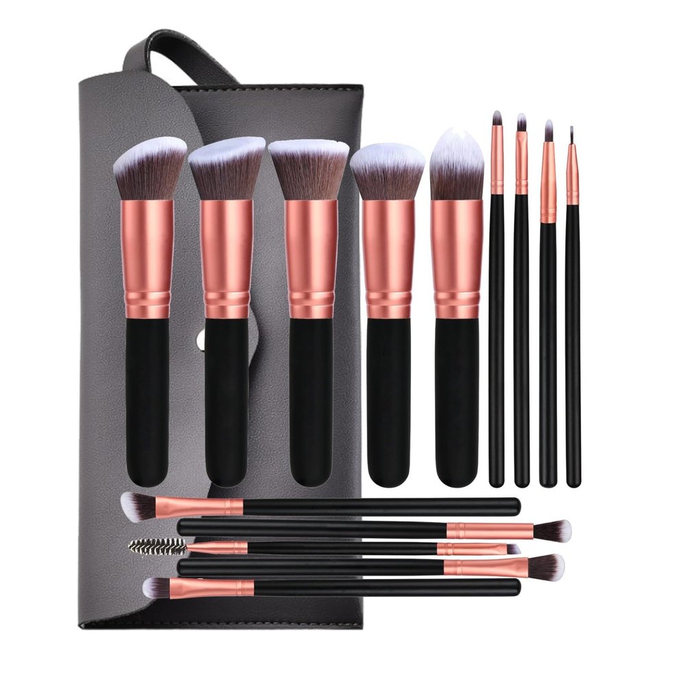 VALCLA Makeup Brushes 14PCS Makeup Brush Set with Storage Bag Makeup Brush Foundation Blending Cosmetic Brush Kit Brush Set(A)