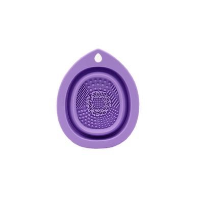 Cosmetic Cleaning Bowl Silicone Folding Scrubbing Bowl Cosmetic Brush Powder Puff Cleaning Bowl Beauty Tools Teardrop Cosmetic Brush Scrubbing Bowl Size [4.33 * 3.46] in.1pcs (Purple)