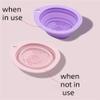 Cosmetic Cleaning Bowl Silicone Folding Scrubbing Bowl Cosmetic Brush Powder Puff Cleaning Bowl Beauty Tools Teardrop Cosmetic Brush Scrubbing Bowl Size [4.33 * 3.46] in.1pcs (Purple) view 2