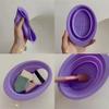 Cosmetic Cleaning Bowl Silicone Folding Scrubbing Bowl Cosmetic Brush Powder Puff Cleaning Bowl Beauty Tools Teardrop Cosmetic Brush Scrubbing Bowl Size [4.33 * 3.46] in.1pcs (Purple) view 3