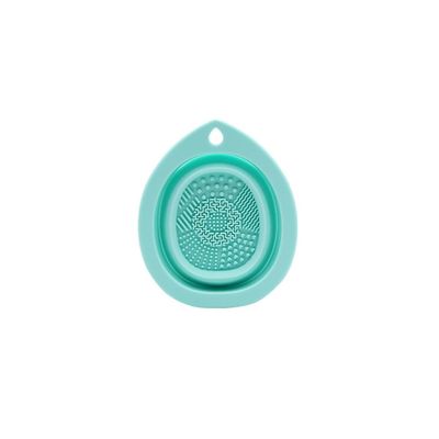 Cosmetic Cleaning Bowl Silicone Folding Scrubbing Bowl Cosmetic Brush Powder Puff Cleaning Bowl Beauty Tools Teardrop Cosmetic Brush Scrubbing Bowl Size [4.33 * 3.46] in.1pcs (Green)