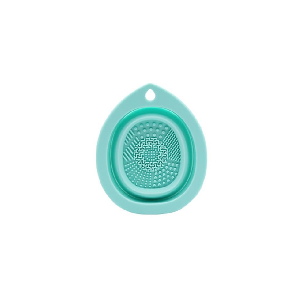 Cosmetic Cleaning Bowl Silicone Folding Scrubbing Bowl Cosmetic Brush Powder Puff Cleaning Bowl Beauty Tools Teardrop Cosmetic Brush Scrubbing Bowl Size [4.33 * 3.46] in.1pcs (Green)