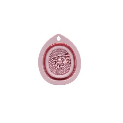 Cosmetic Cleaning Bowl Silicone Folding Scrubbing Bowl Cosmetic Brush Powder Puff Cleaning Bowl Beauty Tools Teardrop Cosmetic Brush Scrubbing Bowl Size [4.33 * 3.46] in.1pcs (Pink)