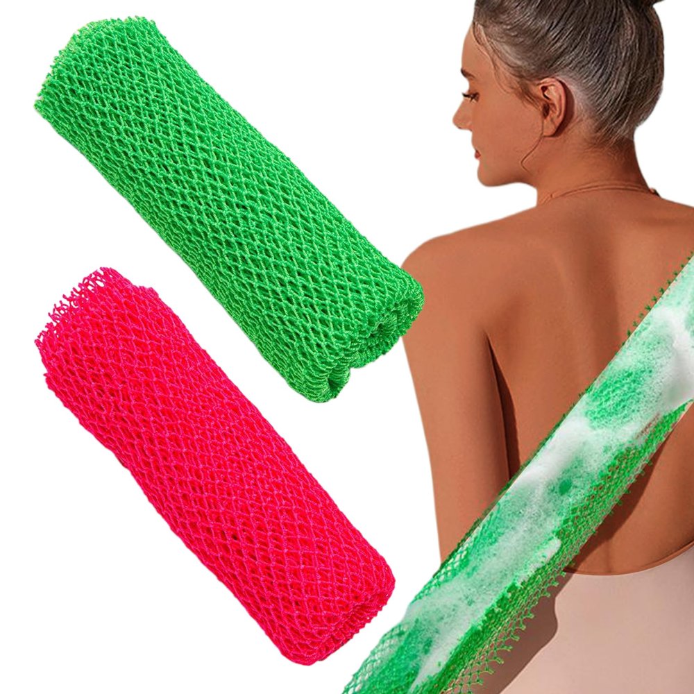 2PCS African Net Sponge, 30x12 Long Elastic Nylon African Exfoliating Net, Red and Green Washcloth, Absorbent Quick Drying African Net Cloth for Women Men