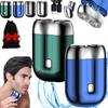 Voalsz Mini Electric Shaver, Rechargeable Waterproof Razor Portable Mini Electric Men's Shaver, Pocket Size ShaverWashable Dual Head Razor for Men (2PCS-A) view 1