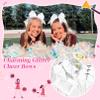 12PCS Glitter Cheer Bow Large White Cheer Bows Rhinestones Hair Bows Girls 7"Cheerleading Bows Bulk Elastic Band Ponytail Holder for Teen Girls College Sports Competition view 3