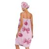 Bulletgxll Cherry and Bows Women's Shower Wrap Towel Set of 3 Adjustable Spa Body Wrap Super Absorbent Bathrobe with Hair Towel & Headband view 2