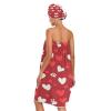Bulletgxll Red Hearts Women's Shower Wrap Towel Set of 3 Adjustable Spa Body Wrap Super Absorbent Bathrobe with Hair Towel & Headband view 2