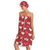 Bulletgxll Red Hearts Women's Shower Wrap Towel Set of 3 Adjustable Spa Body Wrap Super Absorbent Bathrobe with Hair Towel & Headband view 3