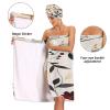 Bulletgxll Plants and Flowers Women's Shower Wrap Towel Set of 3 Adjustable Spa Body Wrap Super Absorbent Bathrobe with Hair Towel & Headband view 4