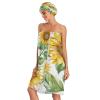 Bulletgxll Watercolor Sunflowers Women's Shower Wrap Towel Set of 3 Adjustable Spa Body Wrap Super Absorbent Bathrobe with Hair Towel & Headband view 3