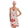 Bulletgxll Valentine's Day Hearts Women's Shower Wrap Towel Set of 3 Adjustable Spa Body Wrap Super Absorbent Bathrobe with Hair Towel & Headband view 1