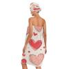 Bulletgxll Valentine's Day Hearts Women's Shower Wrap Towel Set of 3 Adjustable Spa Body Wrap Super Absorbent Bathrobe with Hair Towel & Headband view 2
