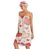 Bulletgxll Valentine's Day Hearts Women's Shower Wrap Towel Set of 3 Adjustable Spa Body Wrap Super Absorbent Bathrobe with Hair Towel & Headband view 3