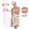 Bulletgxll Valentine's Day Hearts Women's Shower Wrap Towel Set of 3 Adjustable Spa Body Wrap Super Absorbent Bathrobe with Hair Towel & Headband view 4