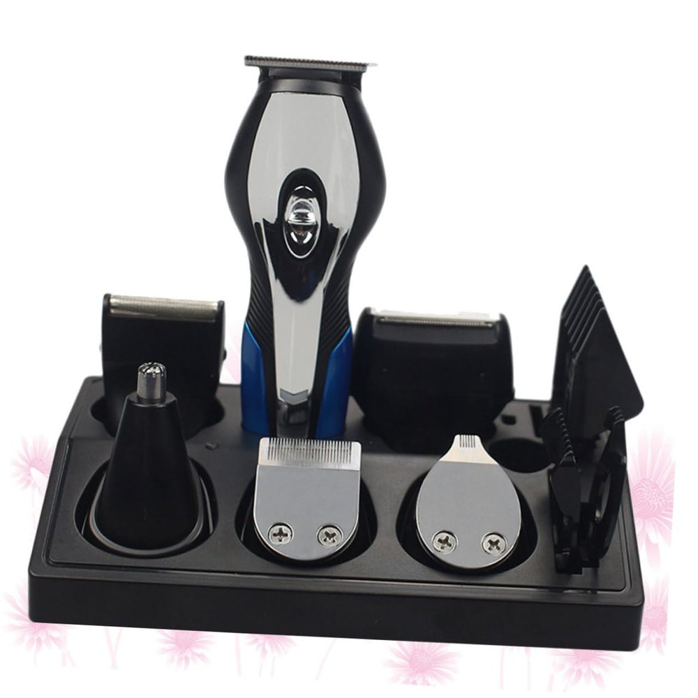 ASAKKURA 1pc USB Rechargeable Men Shaver and Trimmer Set Multi-Function Hair Cutting Kit with Nose Hair Compact Electric Clippers for Grooming Efficient Blades Travel-Friendly Design Black